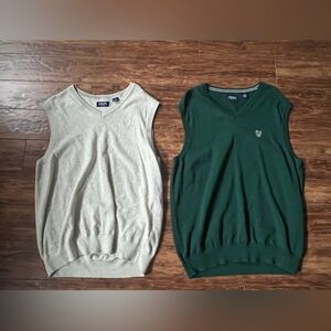 Chaps Cream and Green Sleeveless Shirts
